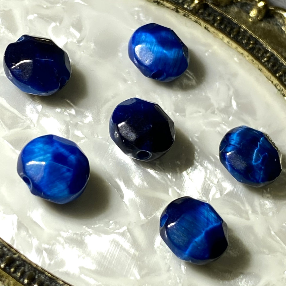 8*5 mm 藍虎眼石 湖水藍色 扁圓珠 圓餅珠 扁圓切面珠 散珠 半成品 DIY飾品-細節圖2