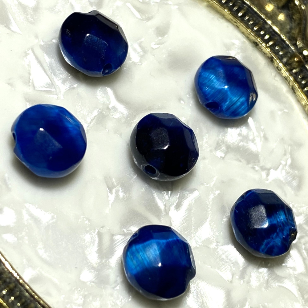 8*5 mm 藍虎眼石 湖水藍色 扁圓珠 圓餅珠 扁圓切面珠 散珠 半成品 DIY飾品-細節圖4