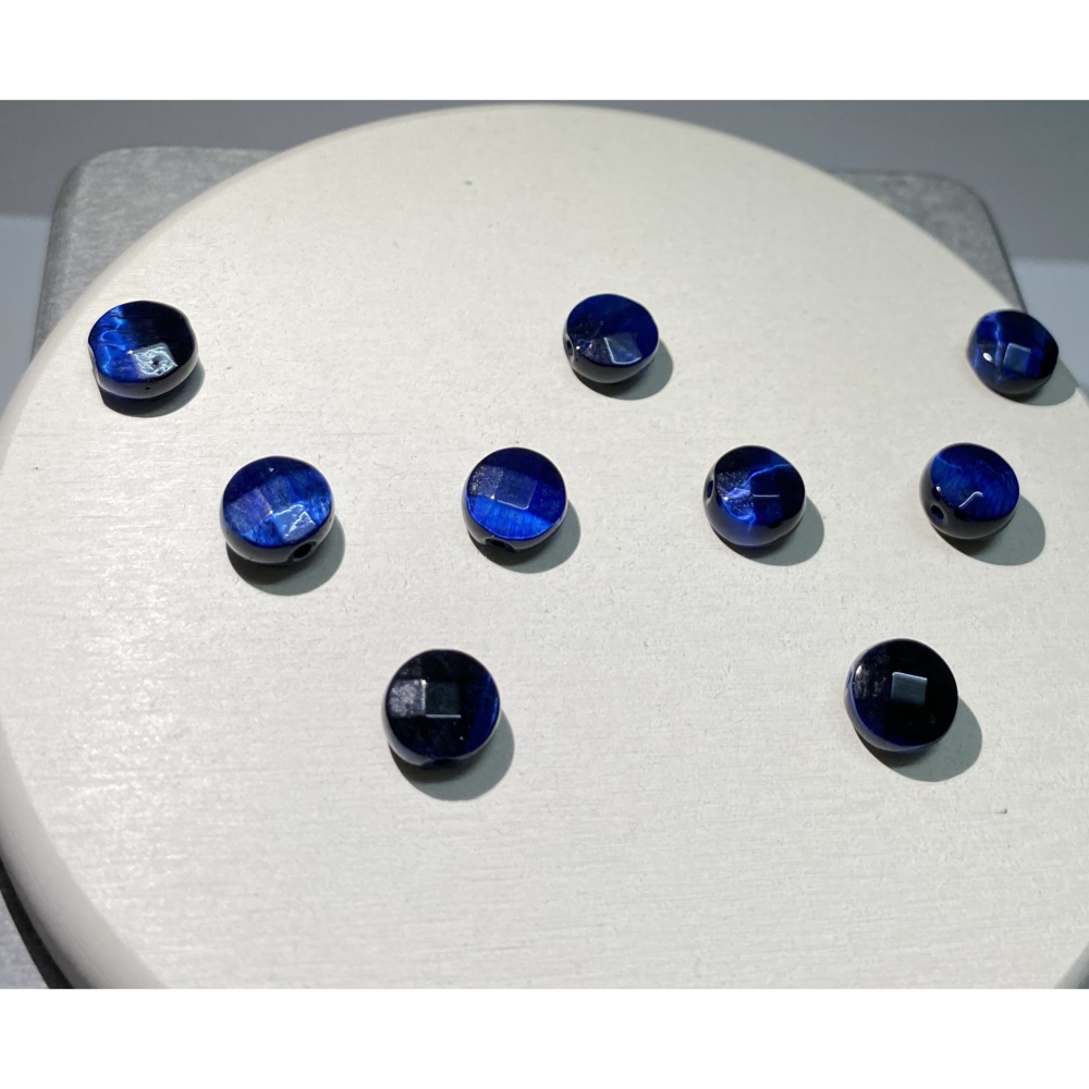 8*5 mm 藍虎眼石 扁圓珠 圓餅珠 扁圓切面珠 散珠 半成品 DIY項鍊手鍊耳環 單顆隨機-細節圖5