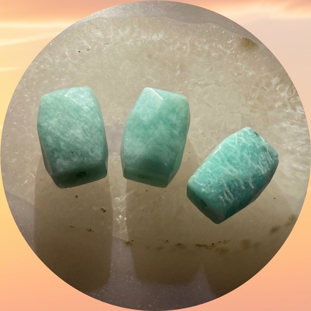 天河石隨形切面珠 直孔 桶珠 切面不規則 切角隨形珠 適合DIY手作 天然石手作材料 單個隨機出貨-細節圖6