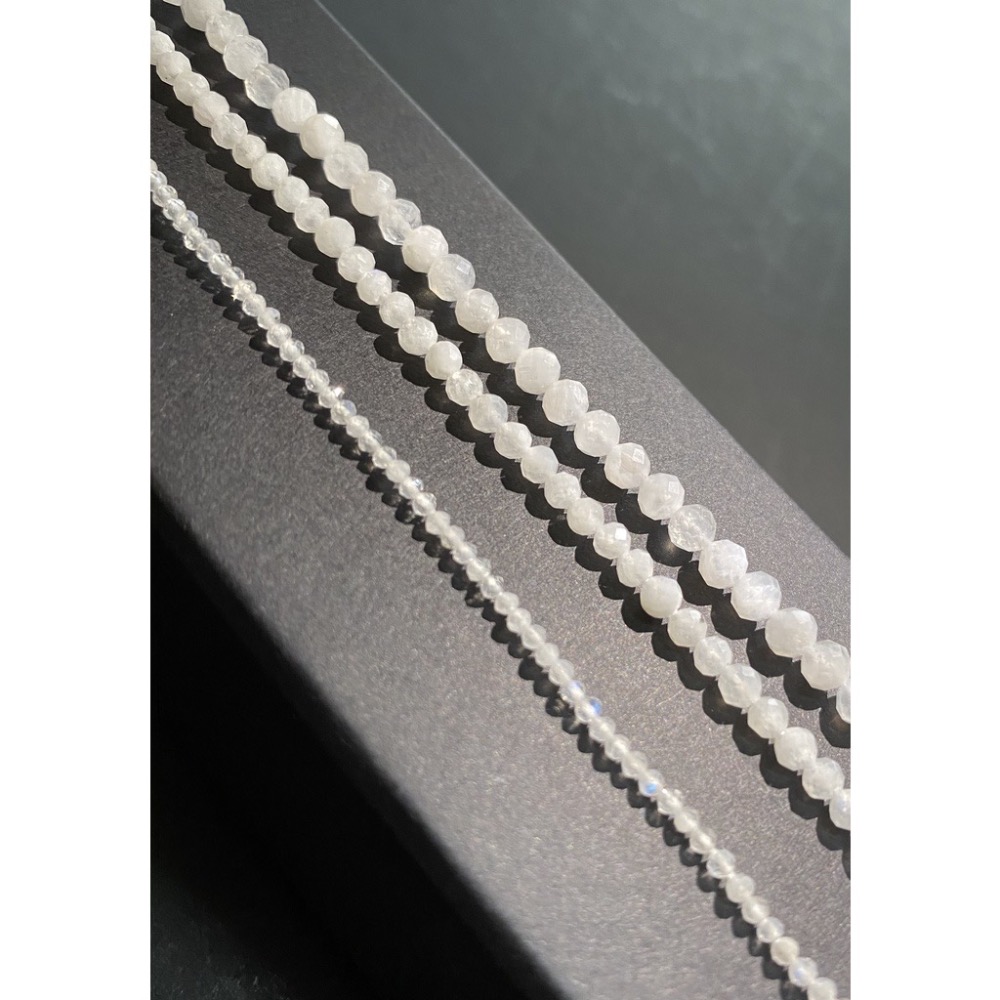 約2mm 3mm 4mm 月光石切面串珠 切面刻面圓珠 半成品 DIY項鍊手鍊 單條-細節圖2