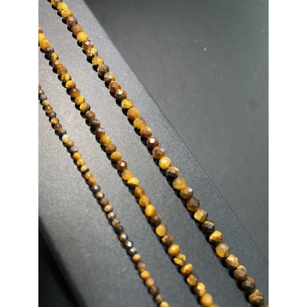 約 2mm 3mm 4mm 虎眼石切面串珠 切面刻面圓珠 半成品 DIY手作  單條隨機-細節圖3