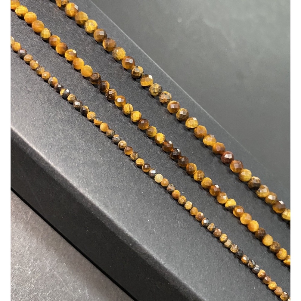 約 2mm 3mm 4mm 虎眼石切面串珠 切面刻面圓珠 半成品 DIY手作  單條隨機-細節圖4