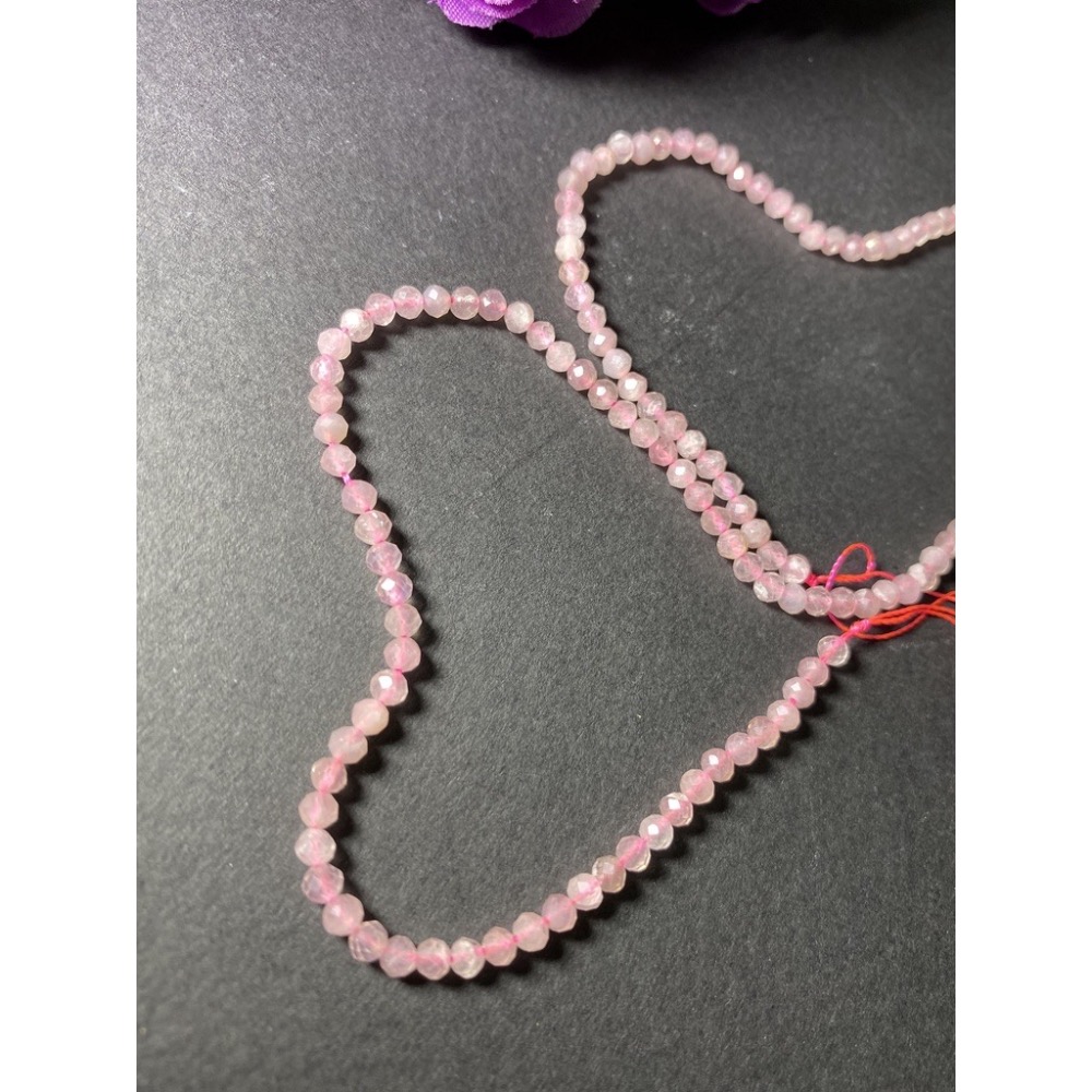 約 2mm 3mm 4mm 粉晶切面串珠 切面刻面圓珠 半成品 DIY手作 單條隨機-細節圖4