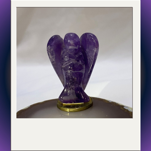 紫水晶天使雕件 高50mm寬33mm厚18mm 雕件 水晶天使 實品拍攝M2