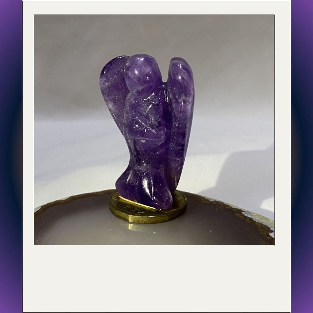 紫水晶天使雕件 高50mm寬33mm厚18mm 雕件 水晶天使 實品拍攝M2-細節圖3