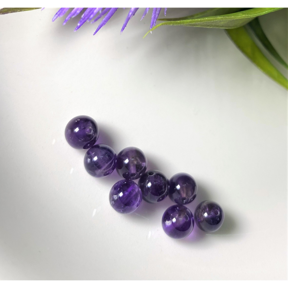 紫水晶 8 mm 10 mm 12 mm 散珠圓珠 直通隔珠 DIY飾品配件材料 DIY金屬編織 DIY串珠-細節圖5