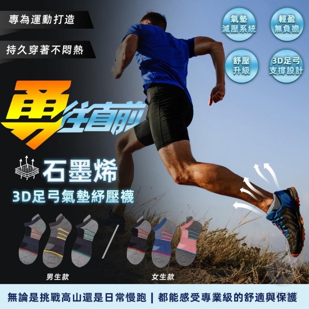 現貨 會呼吸的黑科技襪 TOP減壓保健襪 足弓 石墨烯 除臭 減壓 登山 跑步 運動 健走 襪子-細節圖2