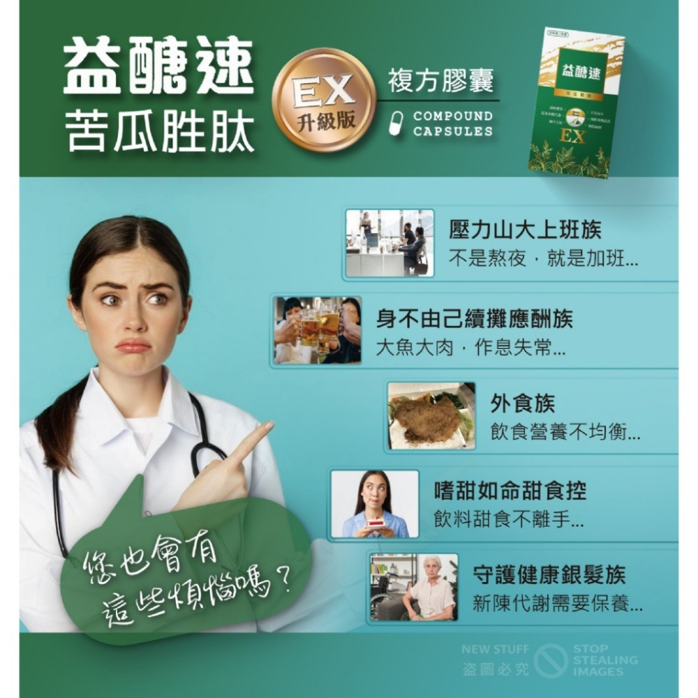 現貨供應 益醣速 精華苦瓜胜肽膠囊EX(全素)-30錠/盒 苦瓜萃取 保健食品-細節圖6