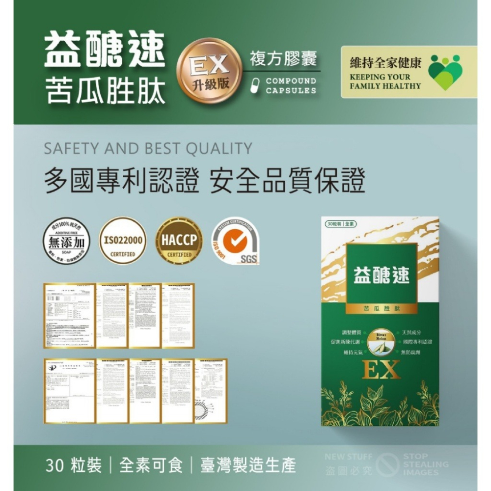 現貨供應 益醣速 精華苦瓜胜肽膠囊EX(全素)-30錠/盒 苦瓜萃取 保健食品-細節圖7