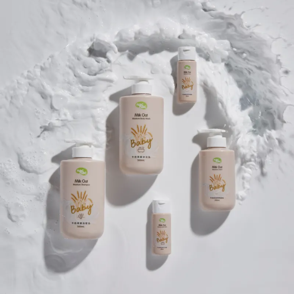 nac nac 牛奶燕麥系列護膚組5件 (附提袋) 彌月禮盒-細節圖3