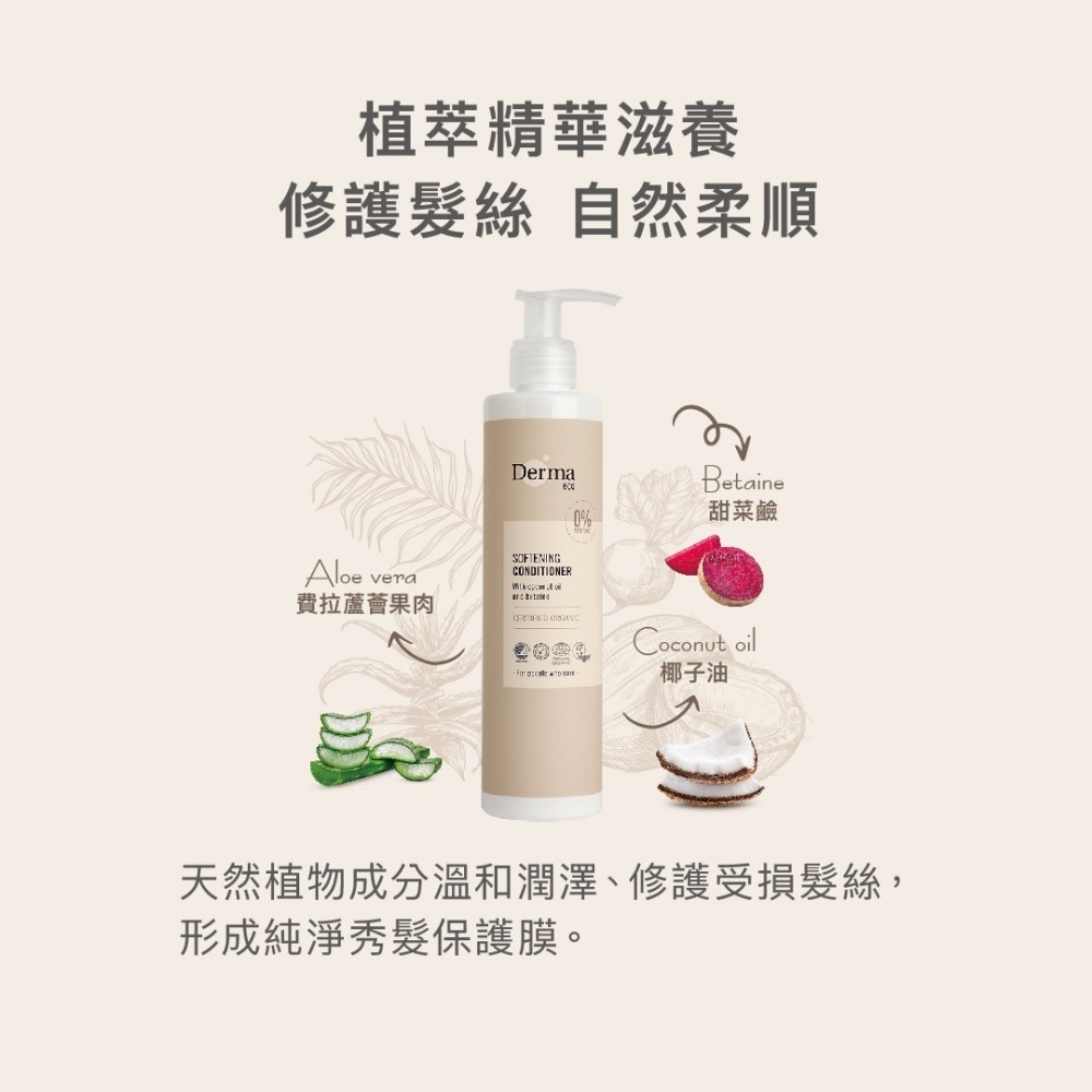 Derma丹麥德瑪 Eco大地有機蘆薈淨化洗髮露 250ml-細節圖3