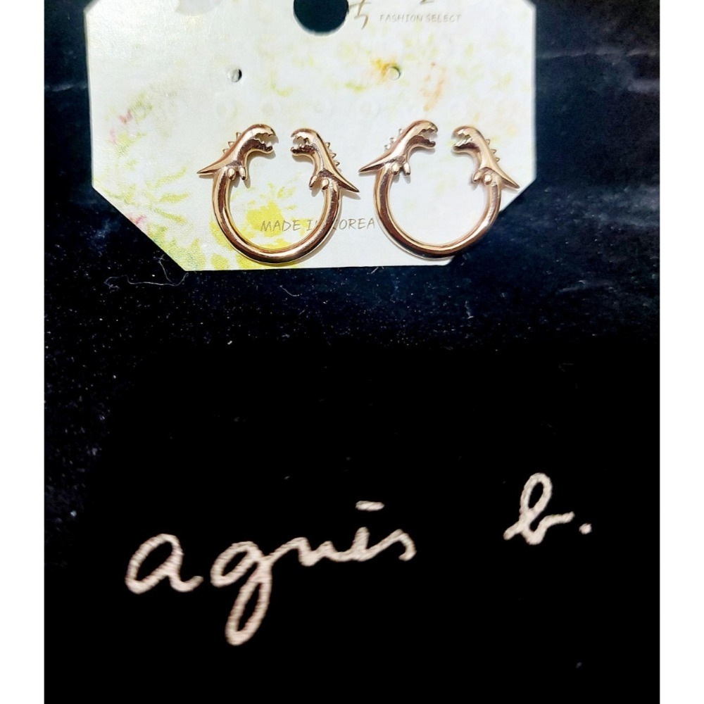 🦖agnes b. sport b. dino恐龍造型耳環(玫瑰金)🦖-細節圖2