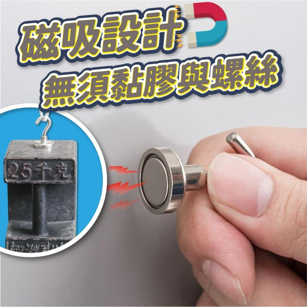 ◎台灣24H出貨◎強磁掛勾 無痕強力磁鐵掛勾掛鉤 釹鐵硼強力磁鐵 多功能吸鐵露營掛勾 免打洞掛勾 磁力掛鉤 磁力掛鈎-細節圖2