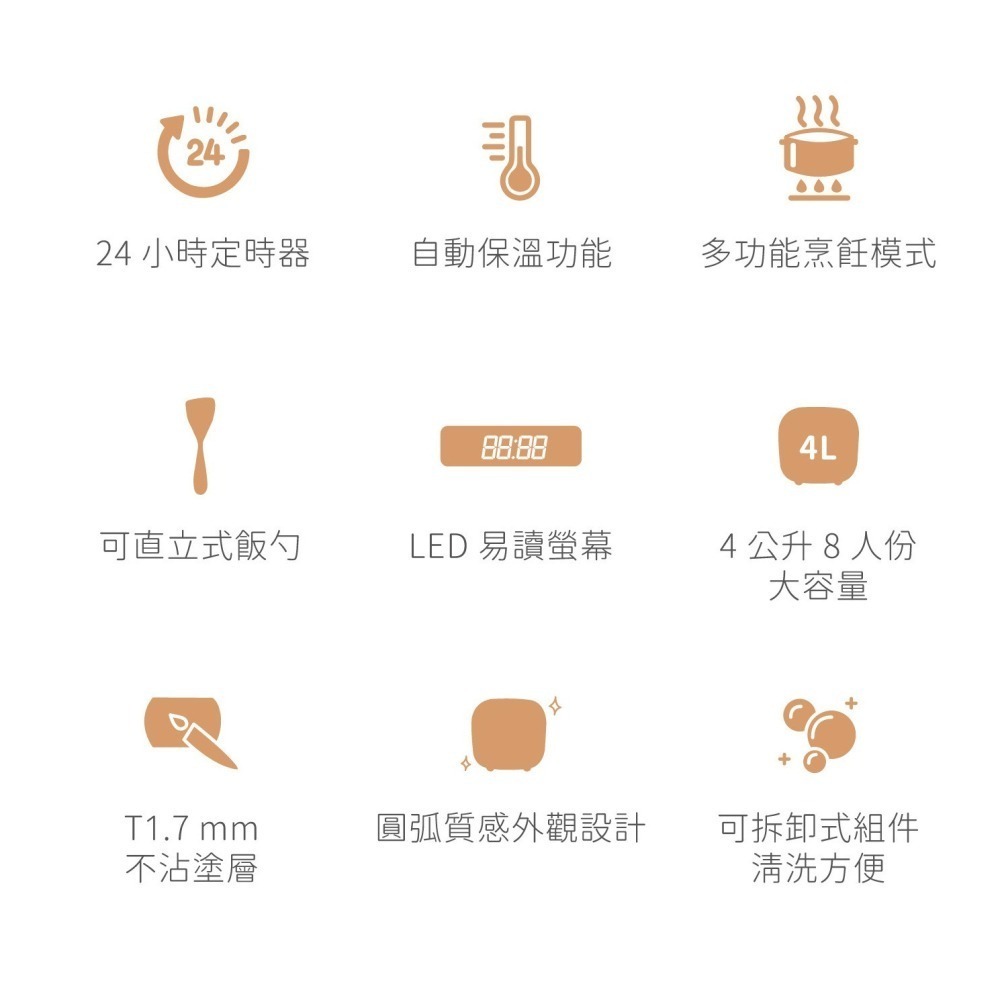 AIWA 愛華 4L 微電腦多功能電子鍋 RC-8-細節圖5