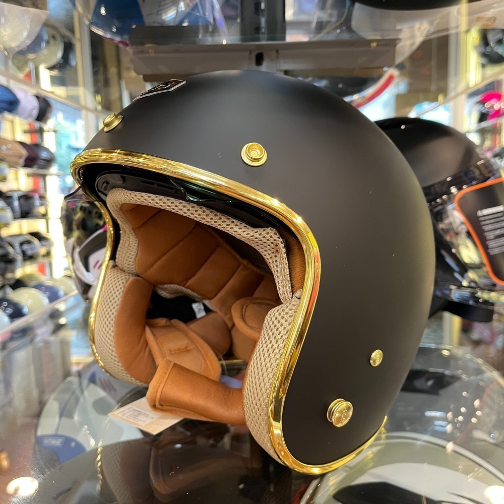 《一戴安全帽》GP-5 MTS/343 金邊 可加購盾牌鏡片 涼感布內藏鏡復古帽 多層膜內墨片-細節圖2