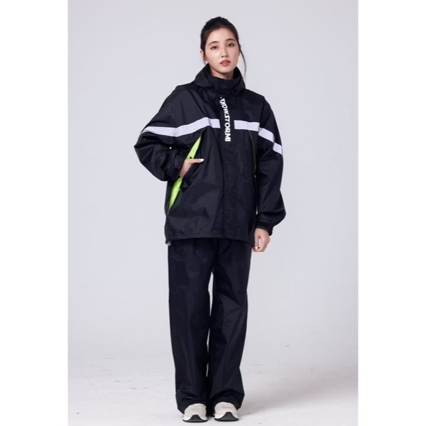 《一戴安全帽》SNOWSTORMI/EX-1 #黃黑#灰黑#藍黑#黑色 兩件前開式防水雨衣-細節圖4