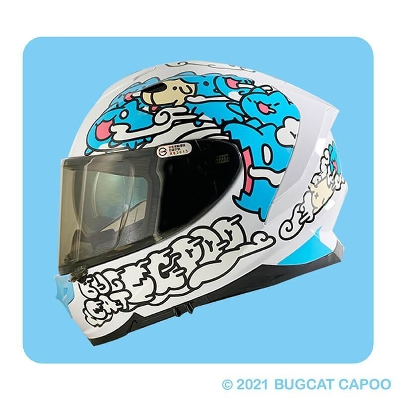 《一戴安全帽》NIKKO/N-806 咖波白/藍/黑 夜光全罩安全帽-規格圖5