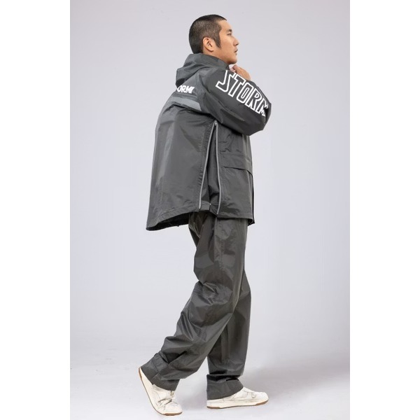 《一戴安全帽》SNOWSTORMI/DE-P #深黑/#鈦灰 兩件式背包收納雨衣-細節圖2