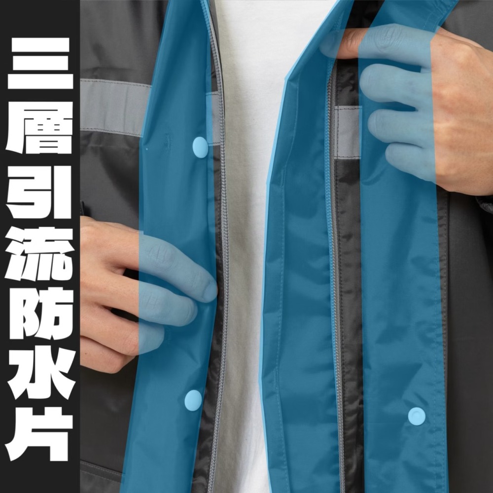 《一戴安全帽》SNOWSTORMI/DE-P #深黑/#鈦灰 兩件式背包收納雨衣-細節圖3