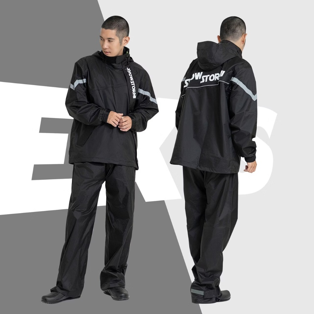 《一戴安全帽》SNOWSTORMI/EX-S #鈦灰/黑 #草綠/黑 #黑/黑 斜開兩件式機能雨衣-規格圖5