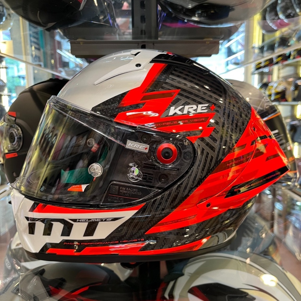 《一戴安全帽》MT/KRE+ Carbon Brush A5 Red 碳纖維全罩 *現在買享預購價*-細節圖4
