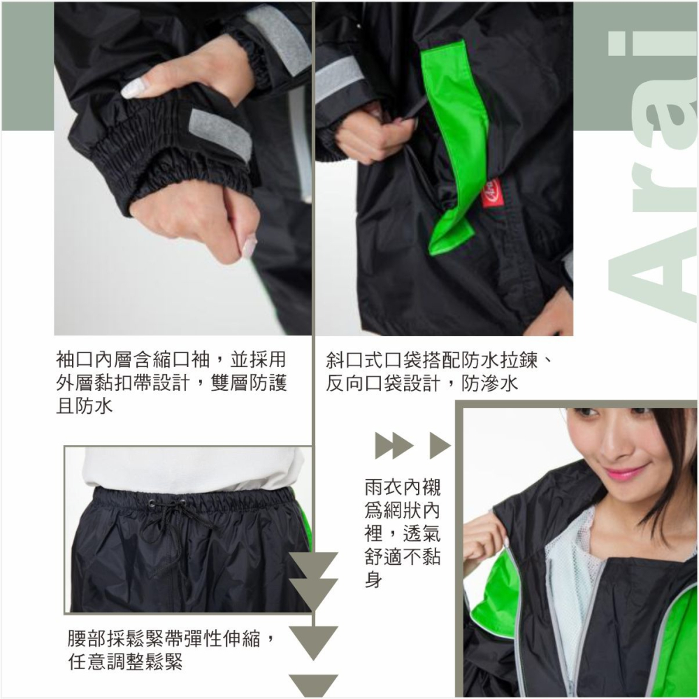 《一戴安全帽》Arai/K3兩件式套裝雨衣 四色-細節圖3