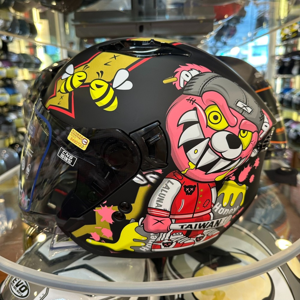 《一戴安全帽》LALUNA/IPO-2 暴力熊 VIOLENT BEAR 四分之三安全帽 含內藏墨鏡 雙層鏡 磁吸扣-細節圖2