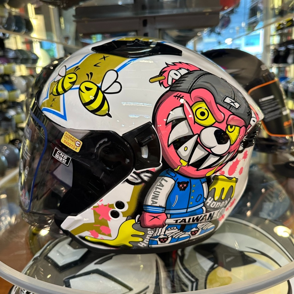 《一戴安全帽》LALUNA/IPO-2 暴力熊 VIOLENT BEAR 四分之三安全帽 含內藏墨鏡 雙層鏡 磁吸扣-規格圖4