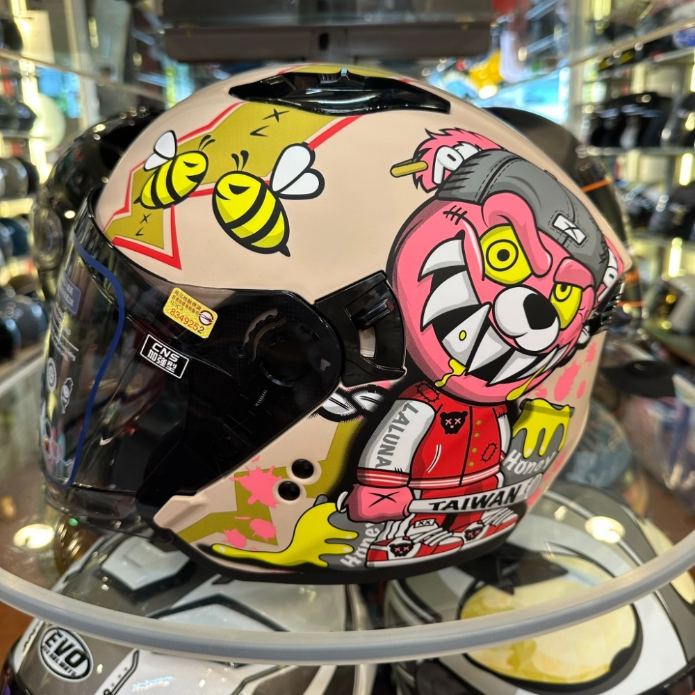 《一戴安全帽》LALUNA/IPO-2 暴力熊 VIOLENT BEAR 四分之三安全帽 含內藏墨鏡 雙層鏡 磁吸扣-規格圖4