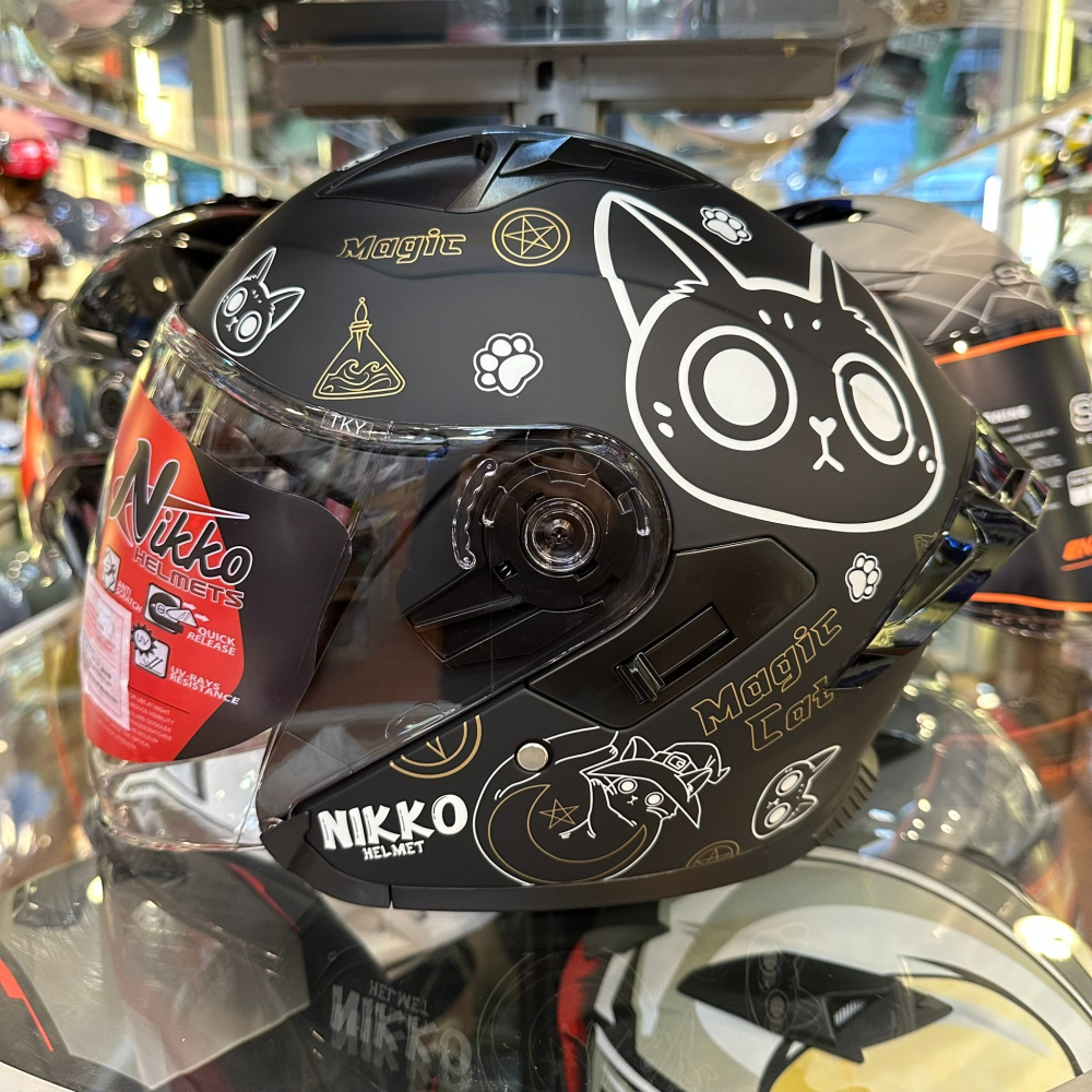 《一戴安全帽》NIKKO/N559 彩繪 #1 汪汪集合 很多貓 半罩安全帽-細節圖5