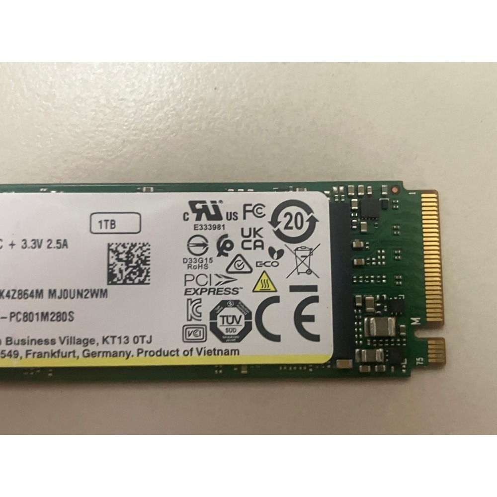 SK Hynix PC801 1TB 健康度100% 短時數 拆機 NVMe SSD M.2 TLC PCIe 4.0-細節圖2