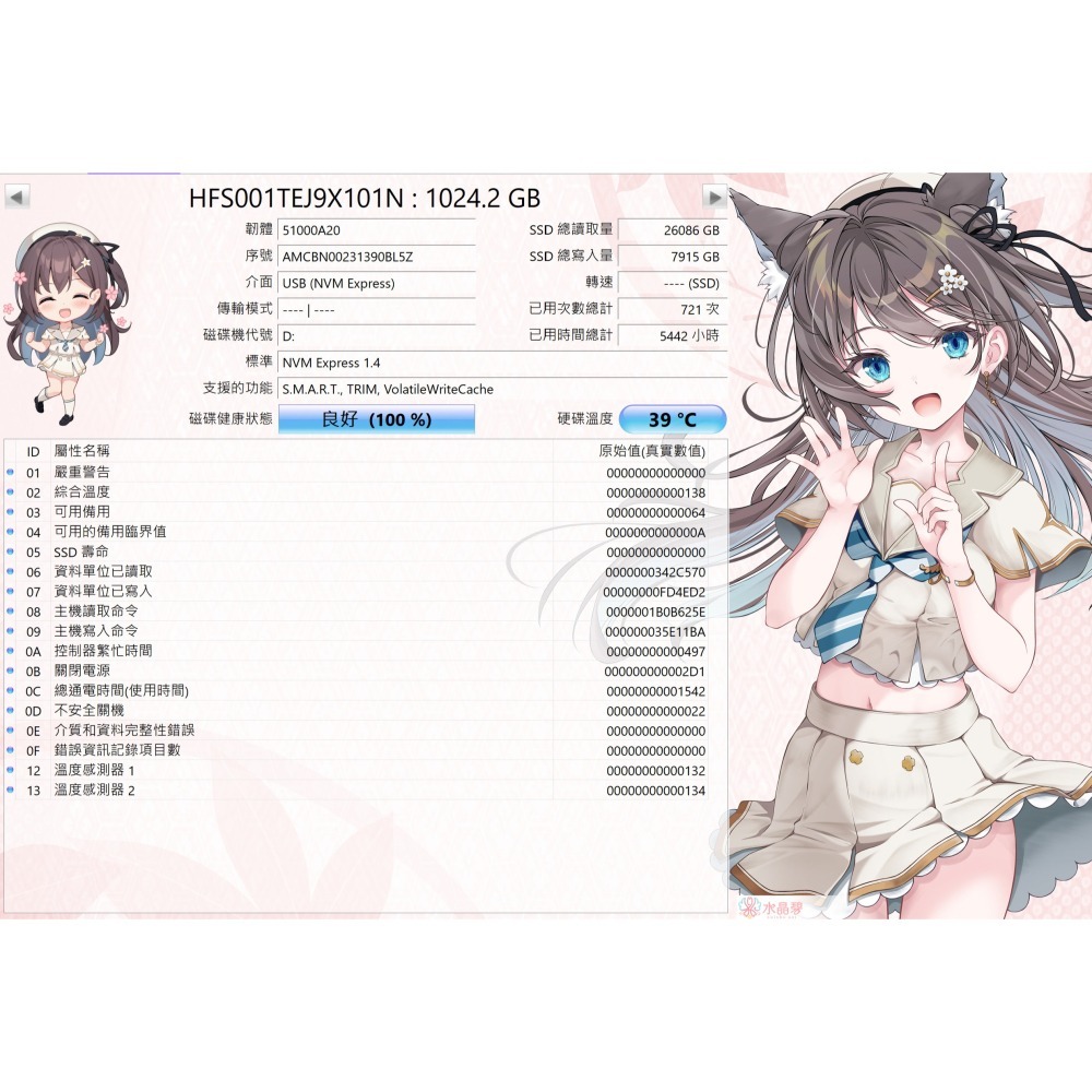 SK Hynix PC801 1TB 健康度100% 短時數 拆機 NVMe SSD M.2 TLC PCIe 4.0-細節圖3