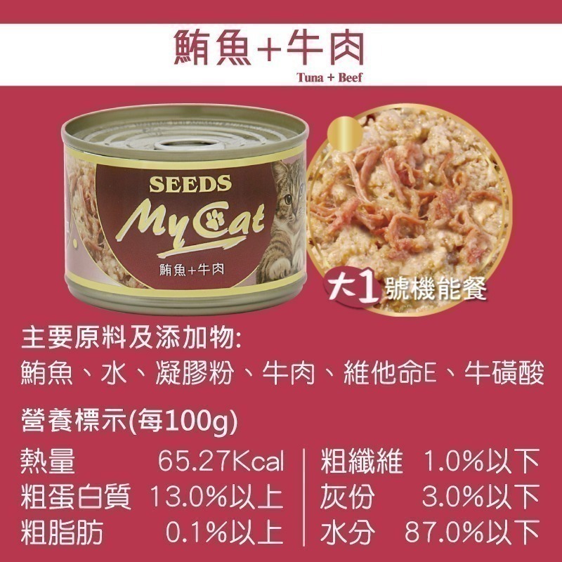 ▶整箱特價◀【SEEDS 惜時】MyCat我的貓.機能貓罐-170g/六種口味-細節圖4