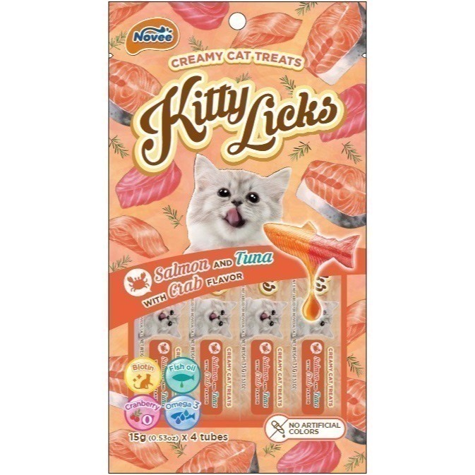 #特價#《Kitty Licks》 甜甜貓鮭魚系列肉泥-四口味 (15g*4入)-細節圖4