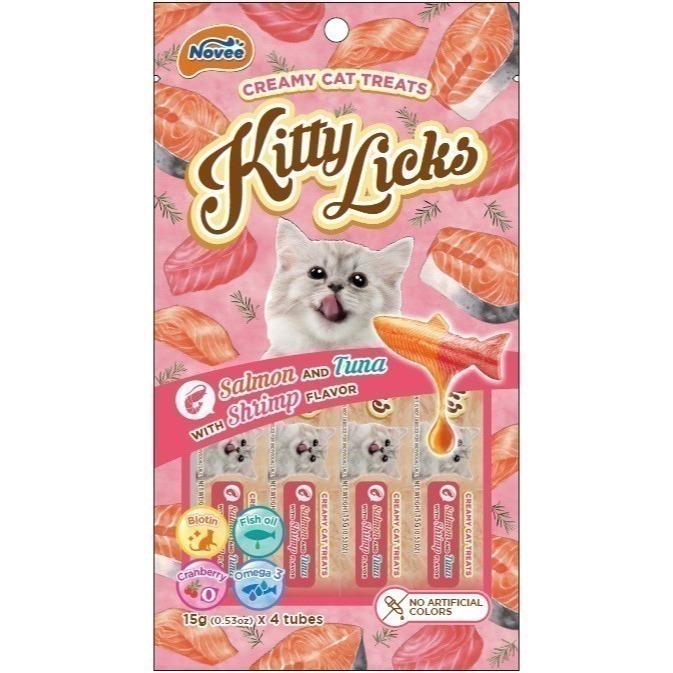 #特價#《Kitty Licks》 甜甜貓鮭魚系列肉泥-四口味 (15g*4入)-細節圖5