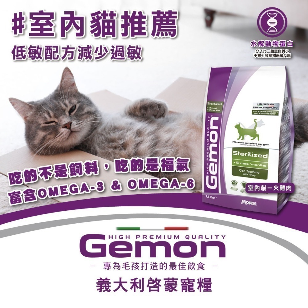 #短效特價#Gemon啟蒙-義大利寵糧 幼母貓/室內貓/全齡貓-2kg-細節圖2