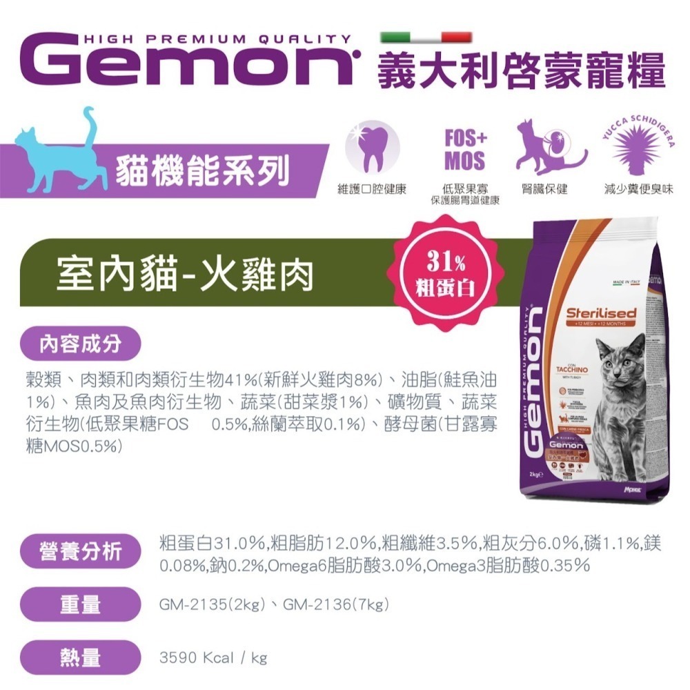 #短效特價#Gemon啟蒙-義大利寵糧 幼母貓/室內貓/全齡貓-2kg-細節圖8