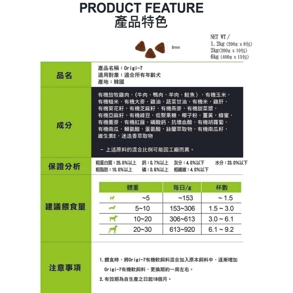 #短效特價#【ORIGI-7 歐吉】頂級有機狗狗軟飼料-1.2KG&2KG-細節圖6