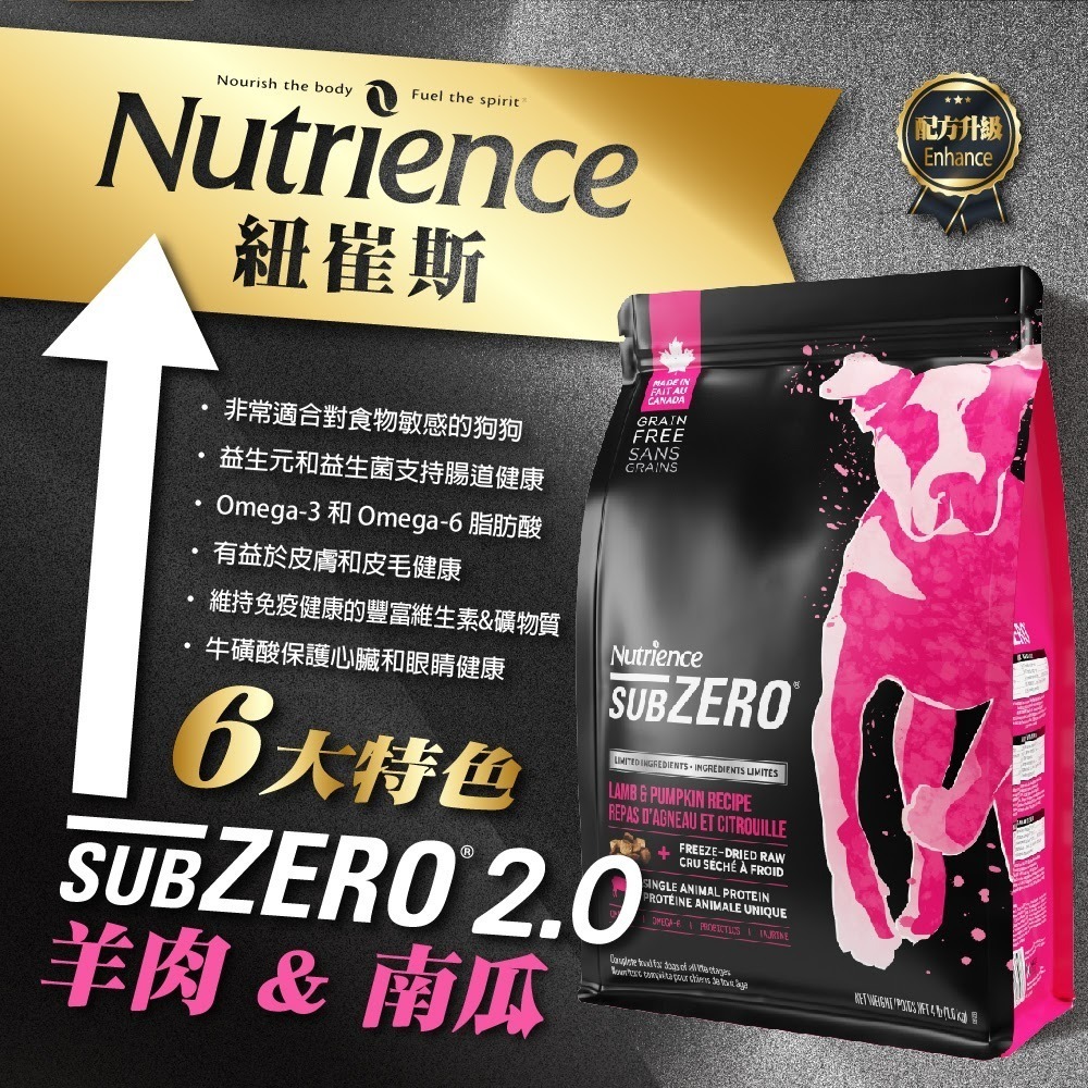#短效特價#《紐崔斯Nutrience》subzero黑鑽頂級無穀凍乾+狗糧1.8kg-細節圖5