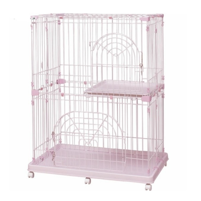▶限宅配◀【日本IRIS】出清特價-雙層貓籠附輪 粉色 (PEC-902)-細節圖2