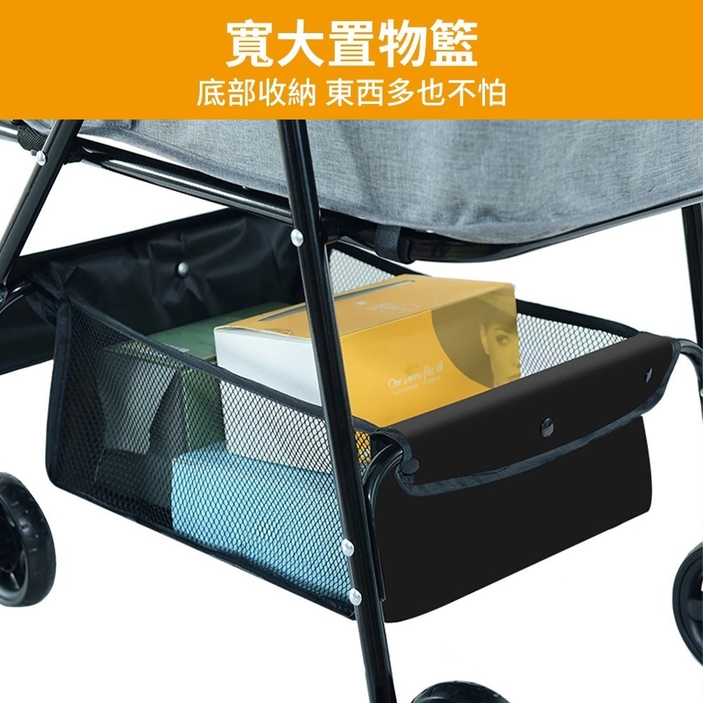 #宅配免運#寵喵樂 BND-可折摺疊寵物推車(黑色/灰色)-細節圖3