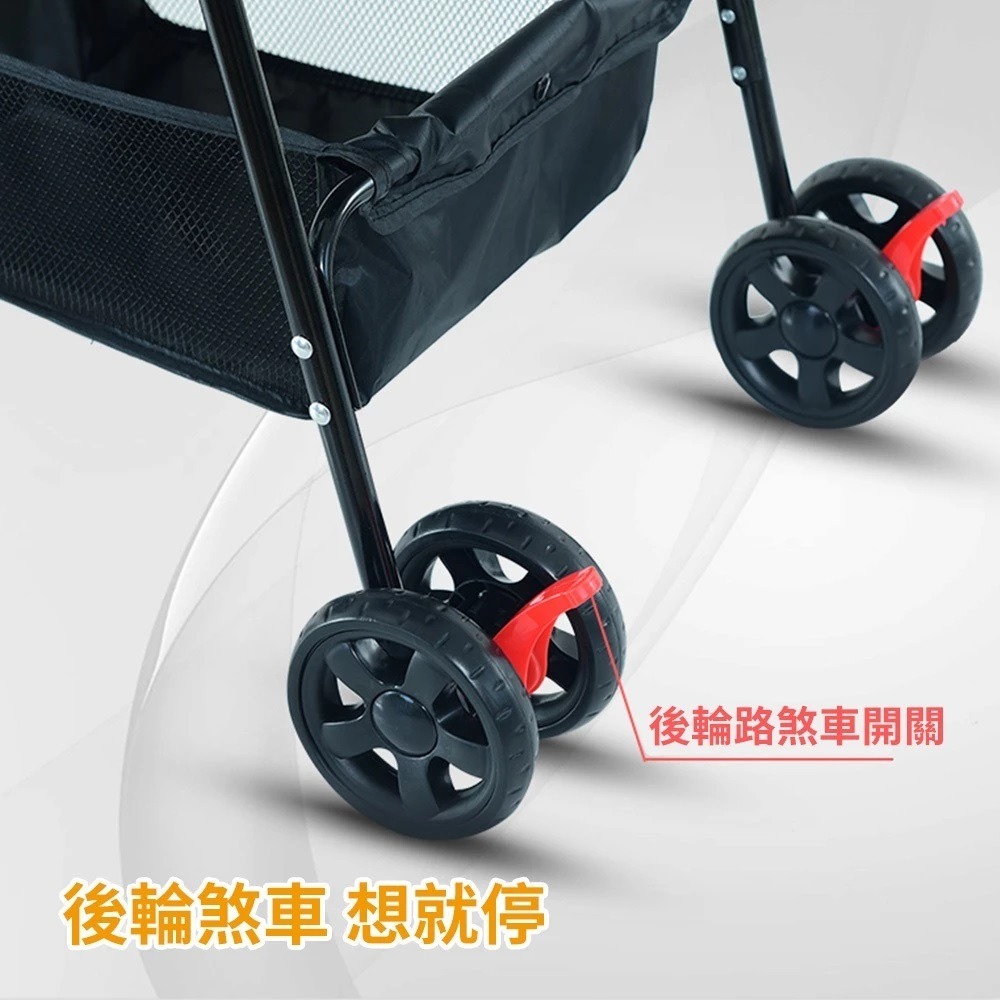#宅配免運#寵喵樂 BND-可折摺疊寵物推車(黑色/灰色)-細節圖7