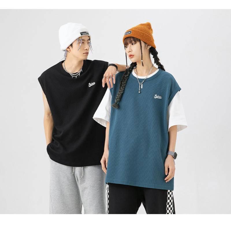 🐴 日系 華夫格 ins 情侶裝 馬甲背心 寬鬆背心 學院風 無袖背心 穿搭必備單品 透氣舒適 男女皆宜-細節圖2