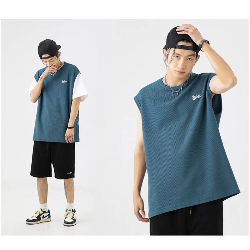 🐴 日系 華夫格 ins 情侶裝 馬甲背心 寬鬆背心 學院風 無袖背心 穿搭必備單品 透氣舒適 男女皆宜-細節圖3