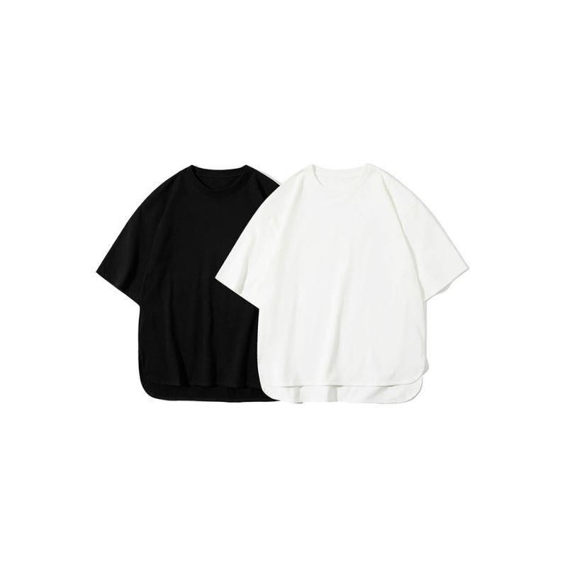 日系重磅素T 高磅數 寬鬆下擺 圓弧下擺 日系街頭 落肩 彈性 穿搭 素面 五分袖 男女適宜-細節圖2