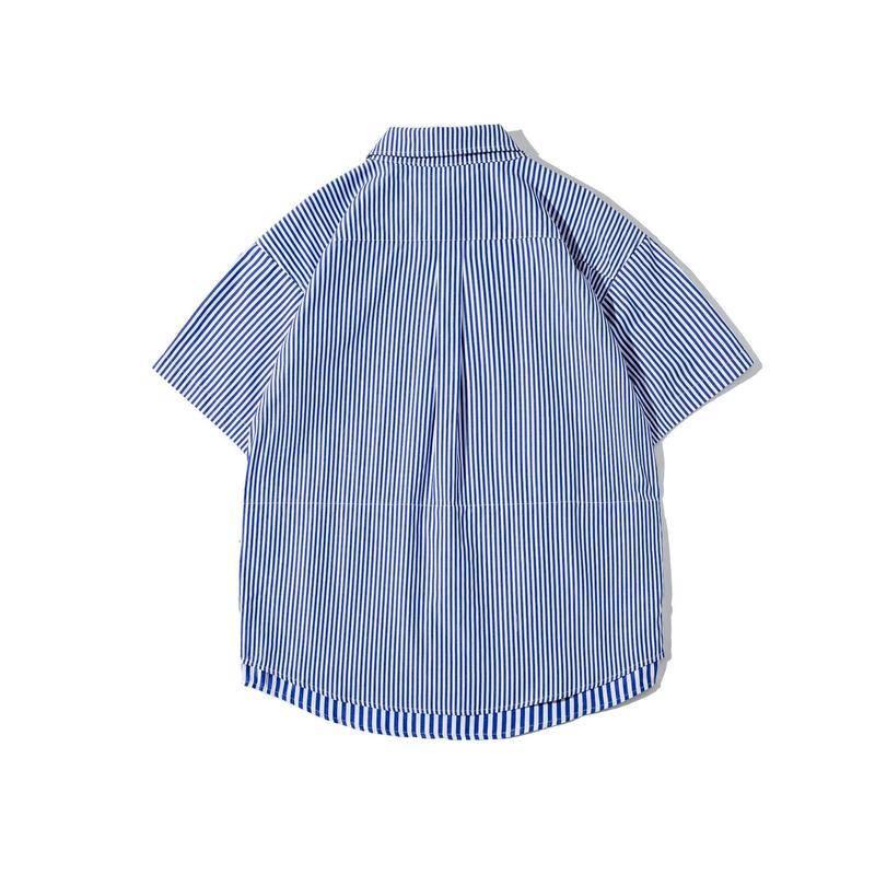 city boy 廓形 男生日系襯衫 古著 假兩件式 日系寬鬆 落肩 復古 簡單穿-細節圖6