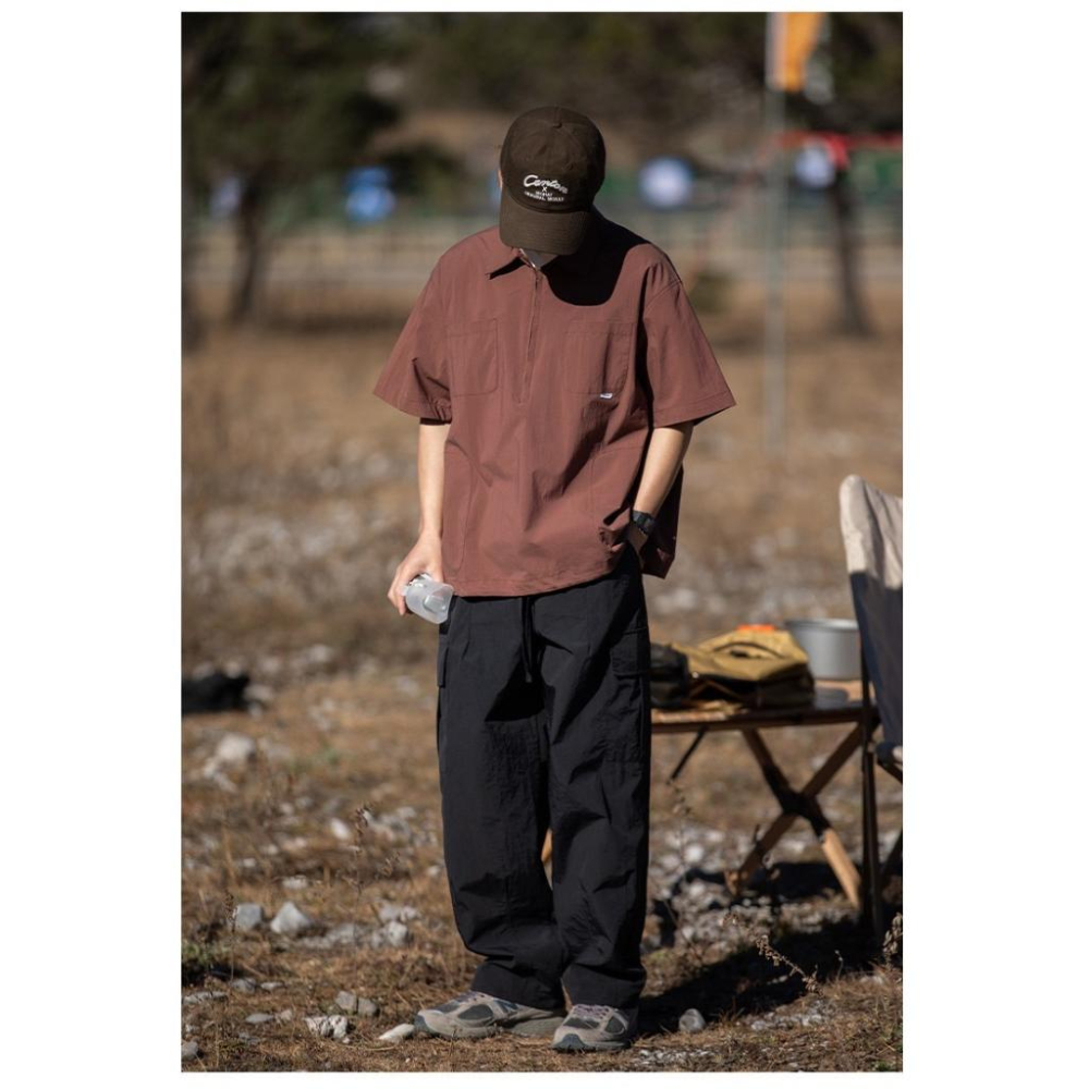 日系 City Boy 工裝長褲 Gorpcore 上寬下窄 大口袋 速乾機能 打摺褲  寬褲 休閒 男-細節圖3