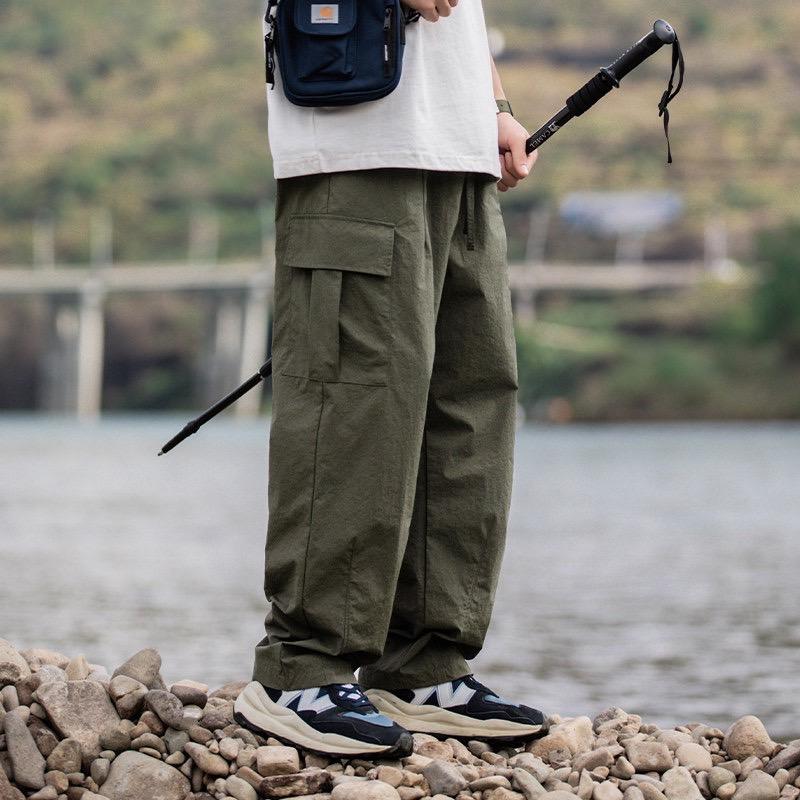 日系 City Boy 工裝長褲 Gorpcore 上寬下窄 大口袋 速乾機能 打摺褲  寬褲 休閒 男-細節圖5