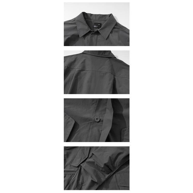 機能工裝襯衫 多口袋 cityboy 日系寬鬆 纯色工装 機能服飾 男女適宜-細節圖8